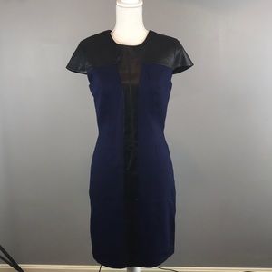 Cynthia Steffe. Leather Trim Sheath Dress. Bad Ass